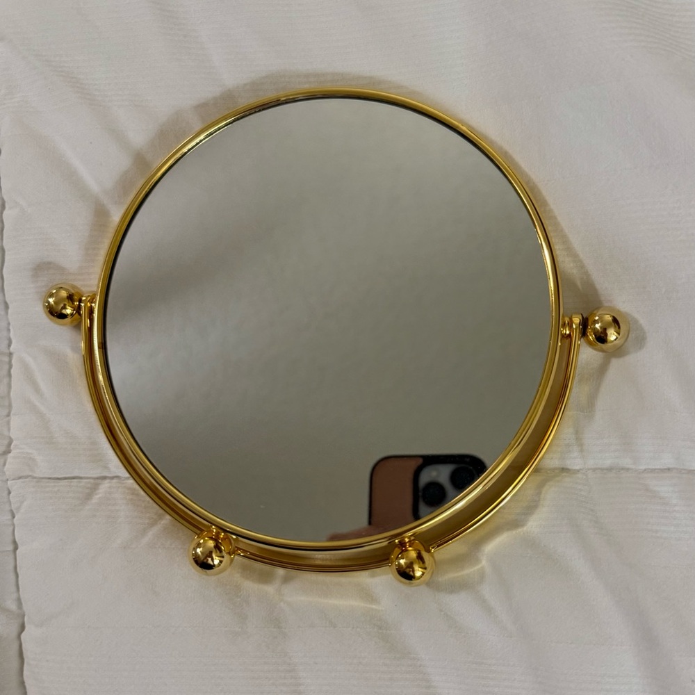 NWOT Mirror, countertop, magnifier/regular sided, gold - Picture 8 of 8